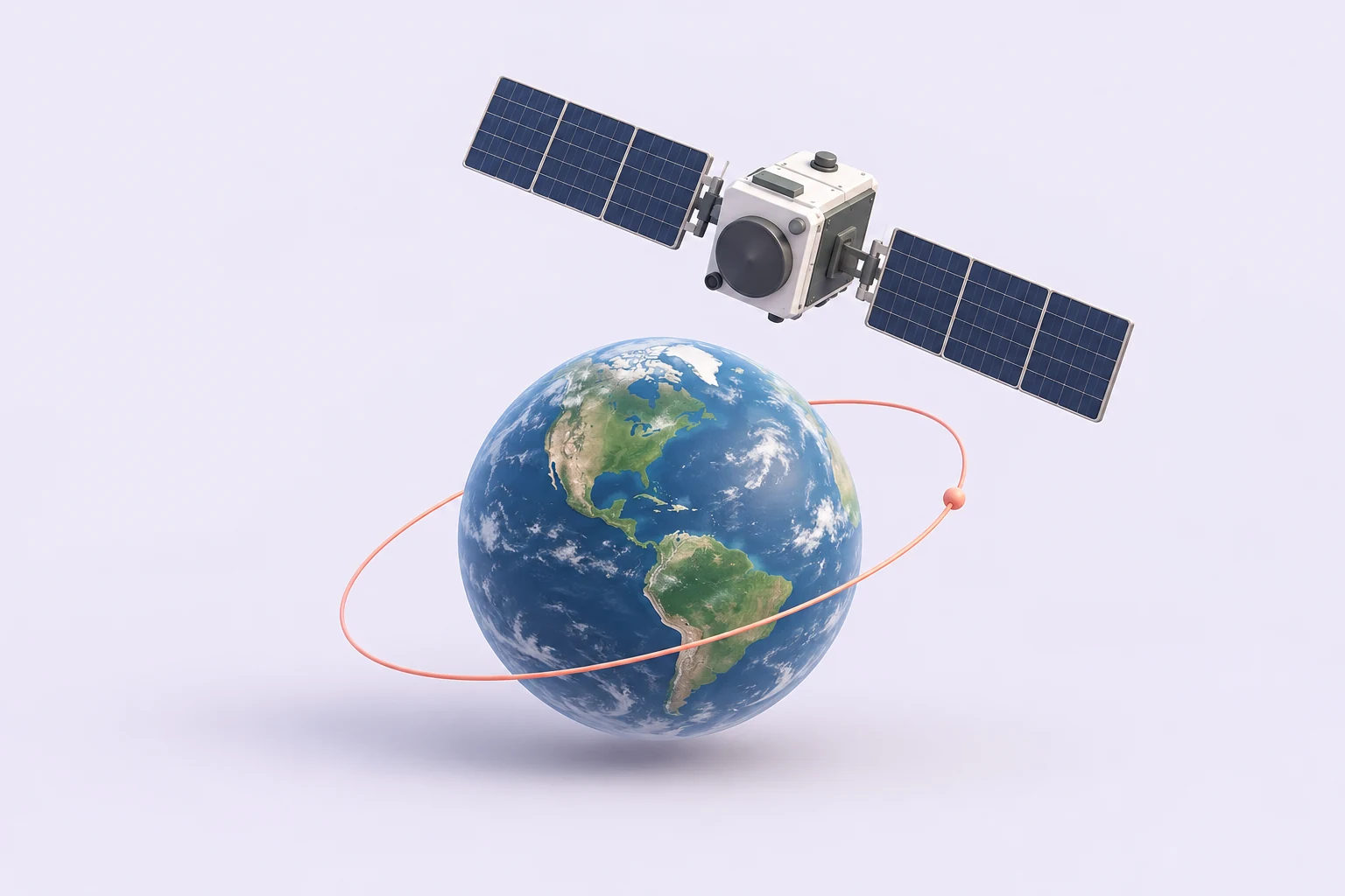 Generated satellite and Earth concept illustration, not to scale